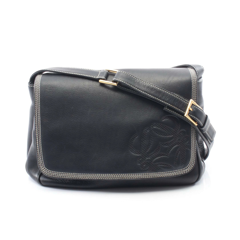 Loewe Anagram Leather Shoulder Bag Navy Blue
